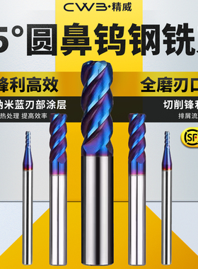 精威数控65度圆鼻钨钢硬质合金铣刀4刃牛鼻直柄不锈钢专用平刀R刀