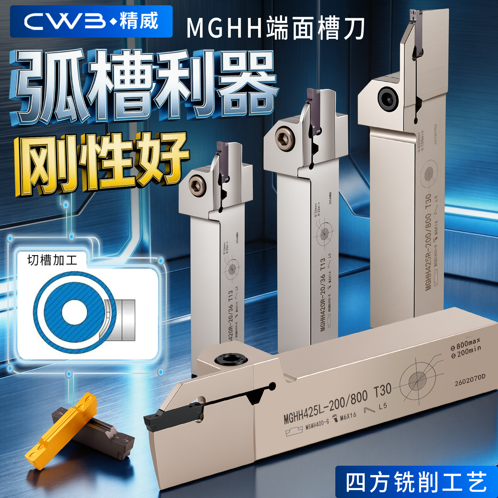端面槽刀数控刀杆平面槽mghh320/425R切刀割槽刀345mm圆弧大切深