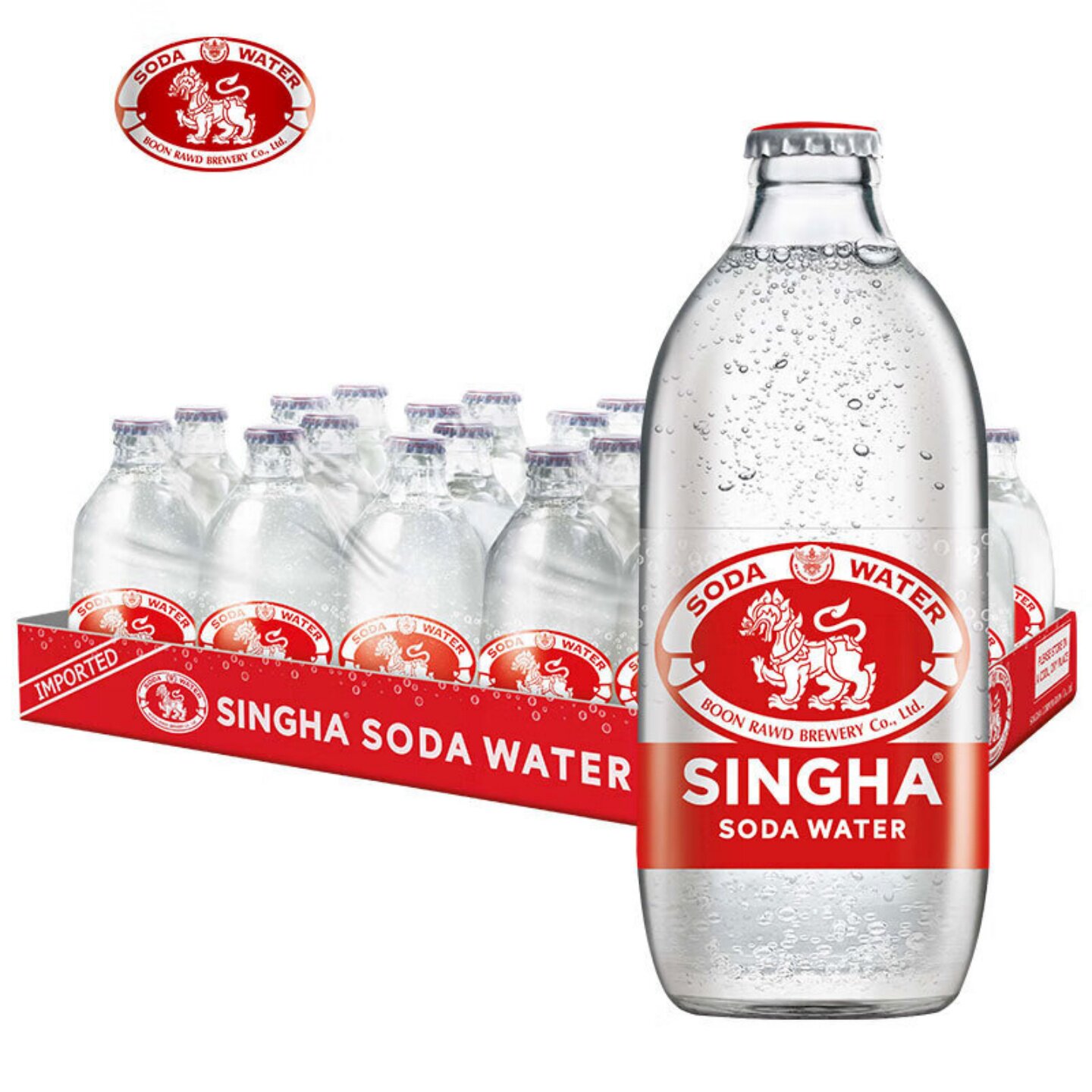 胜狮SINGHA泰国进口气泡苏打水325ml*24瓶玻璃瓶装