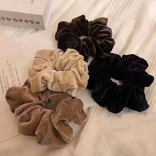 溫柔絲絨大腸發(fā)圈皺褶布藝百搭頭繩高級感發(fā)飾咖色氣質(zhì)新款 發(fā)圈