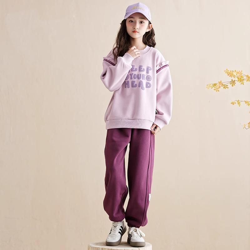 女童春秋字母卫衣套装遮肉减龄