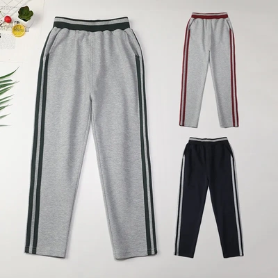 小校服裤子灰色墨绿杠条藏青色儿童校裤英伦男女童运动裤