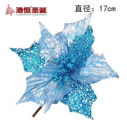 港恒 金色纱网装饰圣诞花 圣诞树装饰品 圣诞节装饰花20g