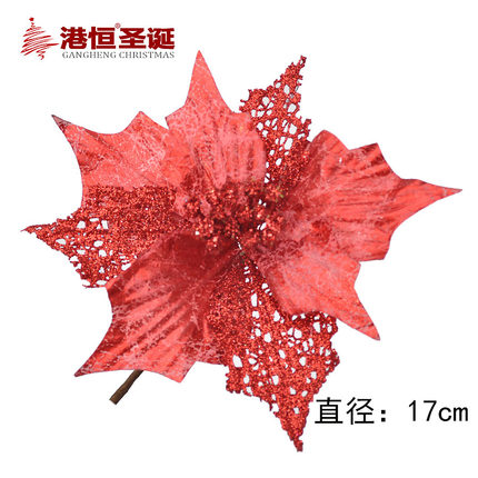 港恒 金色纱网装饰圣诞花 圣诞树装饰品 圣诞节装饰花20g
