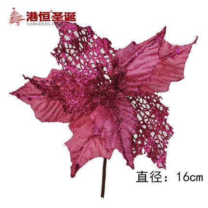 港恒 金色纱网装饰圣诞花 圣诞树装饰品 圣诞节装饰花20g