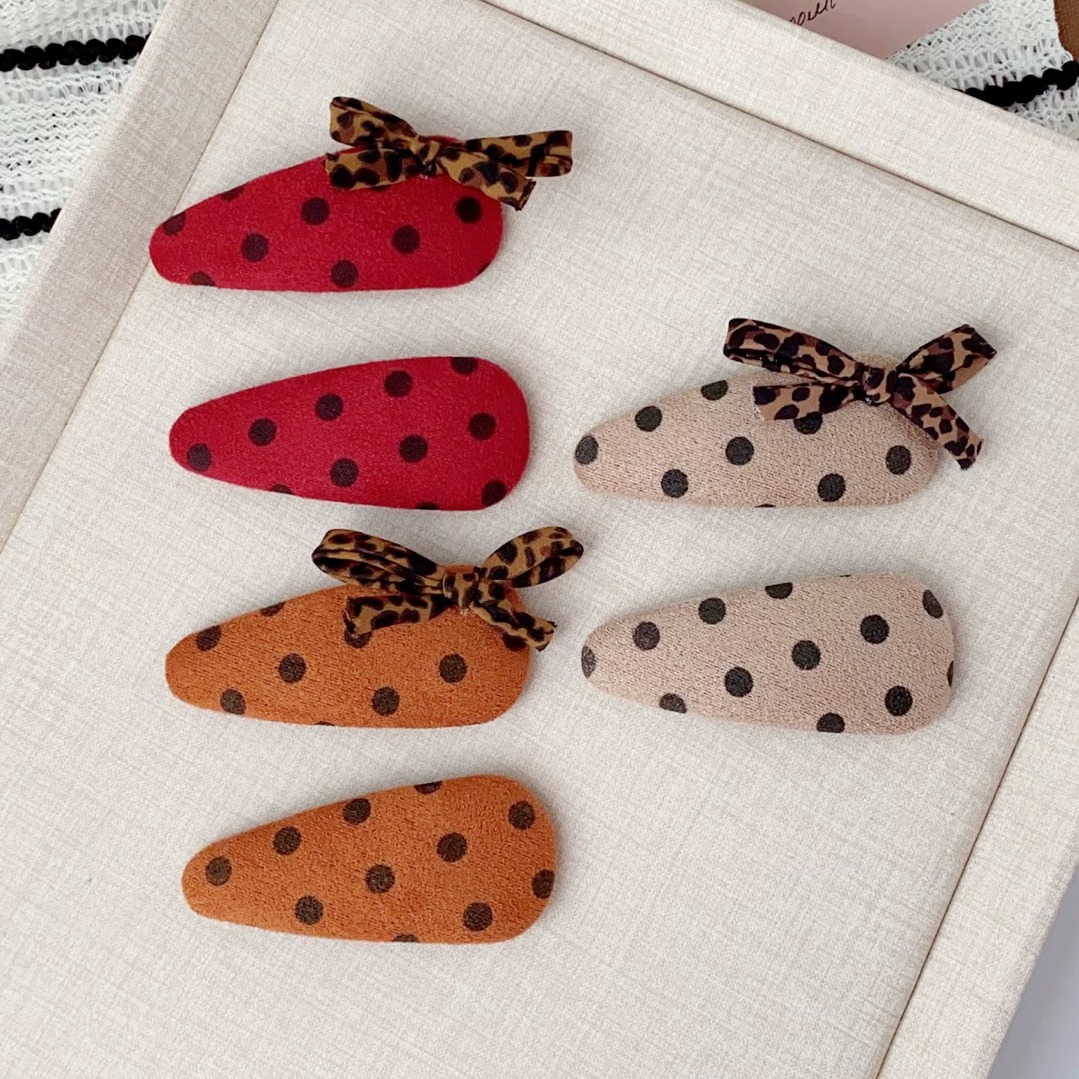 發家韩国波点豹纹发夹侧边刘海夹