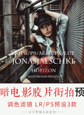 0137-LRPS预设INS网红黑暗电影胶片街拍LR预设PRpsAEFCPXLUT预设
