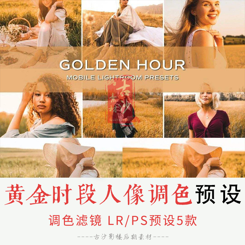 0195-LR+PS预设 黄金时段人像调色LRPS预设手机APP调色滤镜 5款
