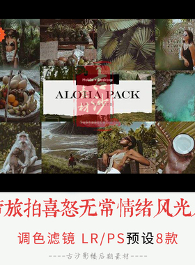 0254-LR+PS预设 热带旅拍喜怒无常情绪风光人像LRPS预设APP滤镜