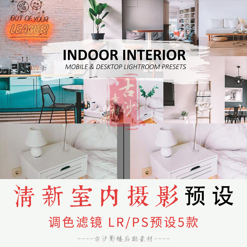 0327-LR+PS预设 清新室内摄影LRPS预设手机APP预设 5款