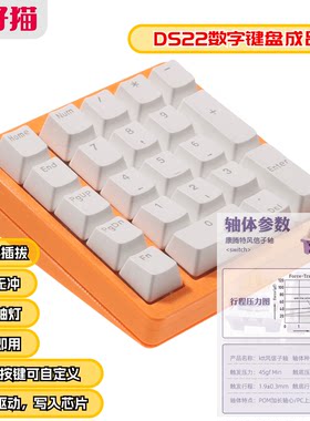 菜籽猫DS22数字机械PAD试轴器财务小键盘QMKVIA改键有线 风信子