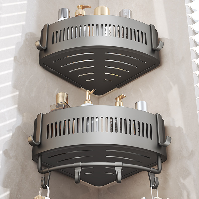 伯盾浴室置物架免打孔化妆室三角篮淋浴房厕所收纳沐浴露洗手架子