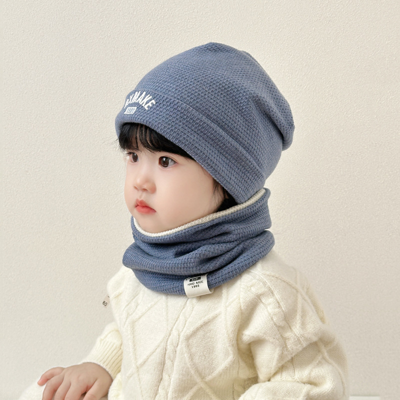 韩版儿童帽子秋冬季宝宝条纹针织帽男女童防风保暖护耳双层套头帽