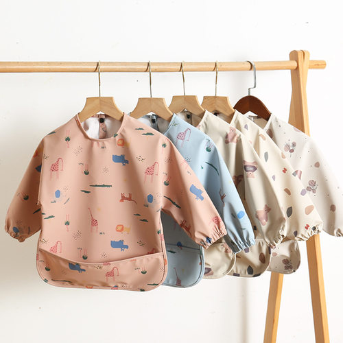 出口丹麦辅食罩衣宝宝吃饭围兜防水饭兜防脏围裙围衣儿童饭衣包衣 - 封面