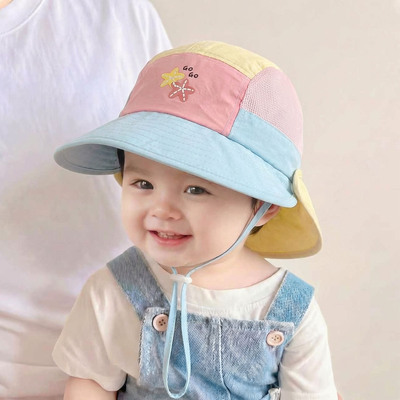 宝宝防晒帽 0-6 月 1-5 岁大帽檐夏季透气男女童遮阳帽防紫外线
