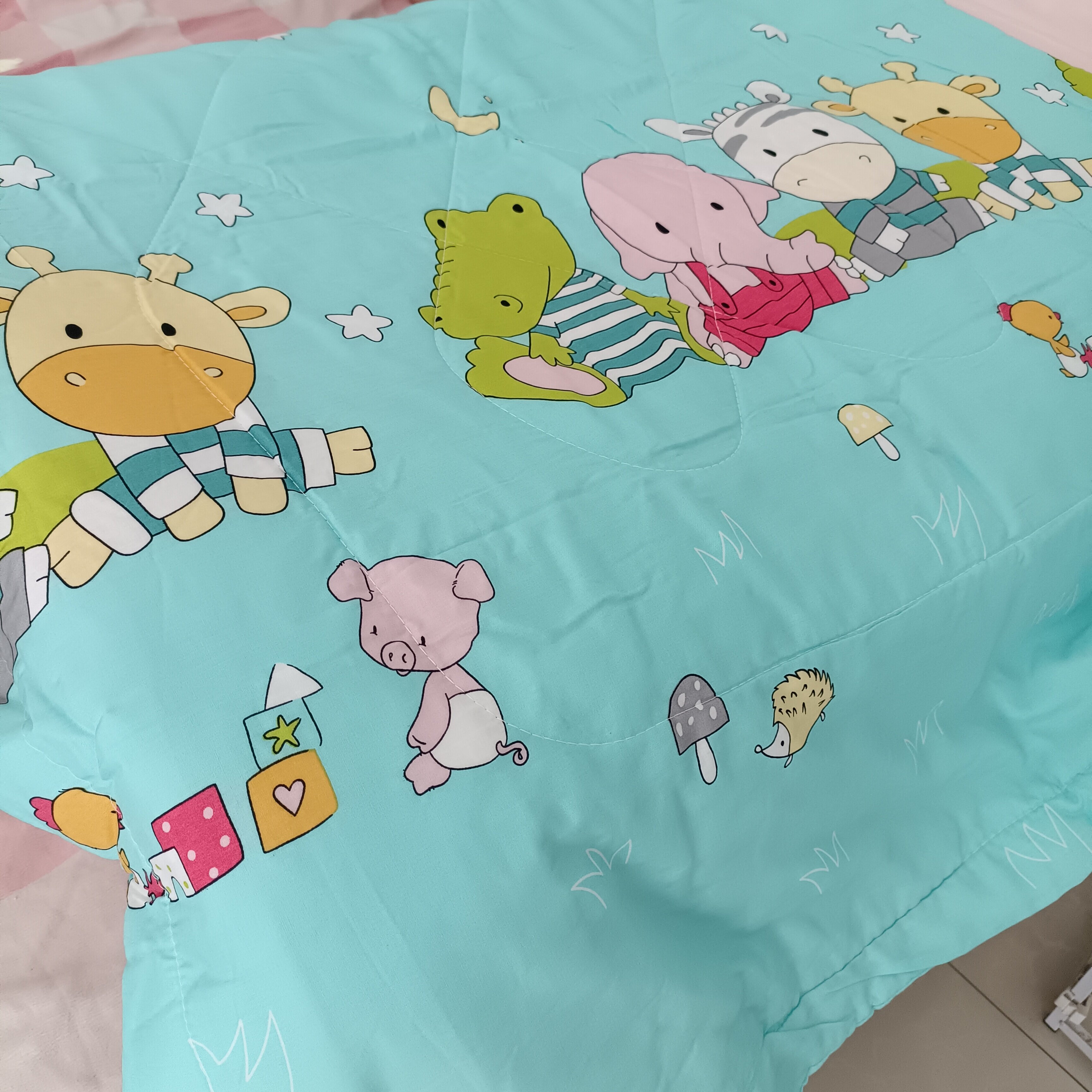 幼儿园宿舍夏被纯棉韩香绸儿童空调被人造棉婴儿夏凉被棉绸包被薄