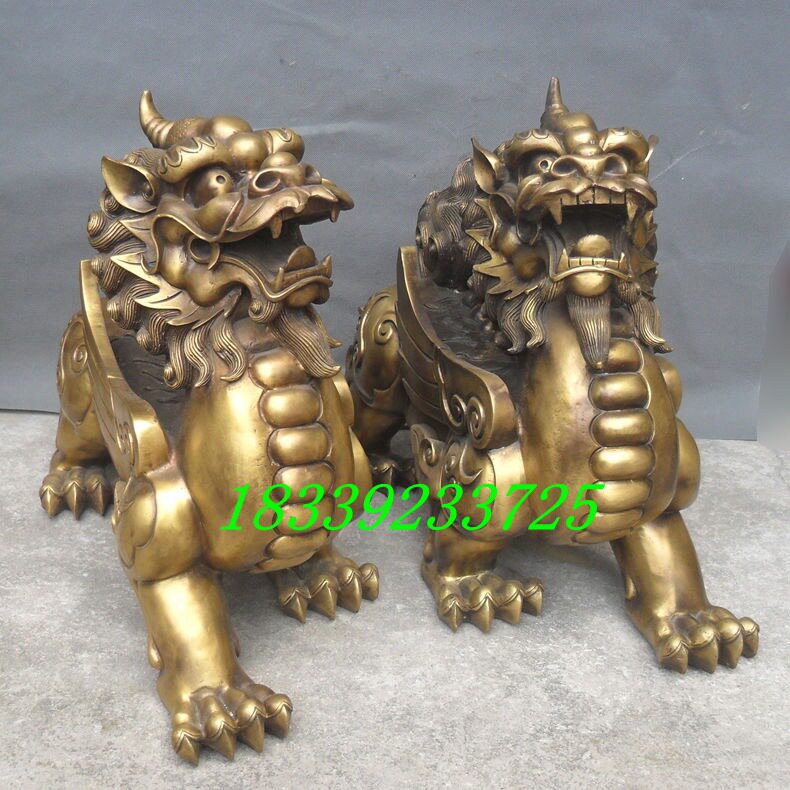 纯铜貔貅雌雄一对特大号独角飞天神兽工艺品家用客厅摆件高50cm
