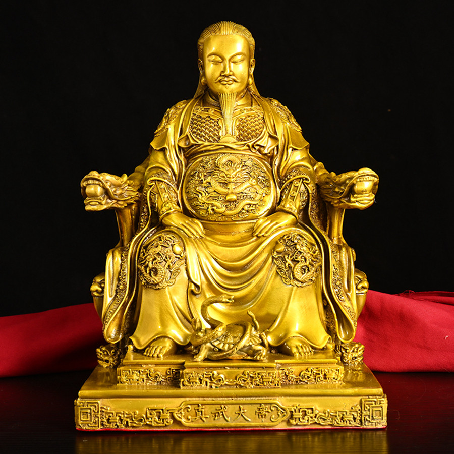 小号纯铜真武大帝铜像黄铜武当山祖师爷神像玄武大帝家居供奉摆件