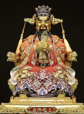 纯铜鎏金彩绘龙王爷像