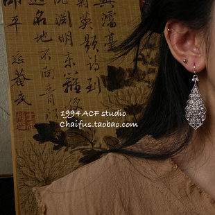 柴夫工作室 维多利亚宫廷雕花流苏耳环做旧古典主义小众耳钩 E656