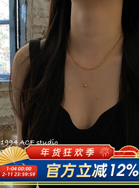 法式浪漫钛钢金属圆球项链