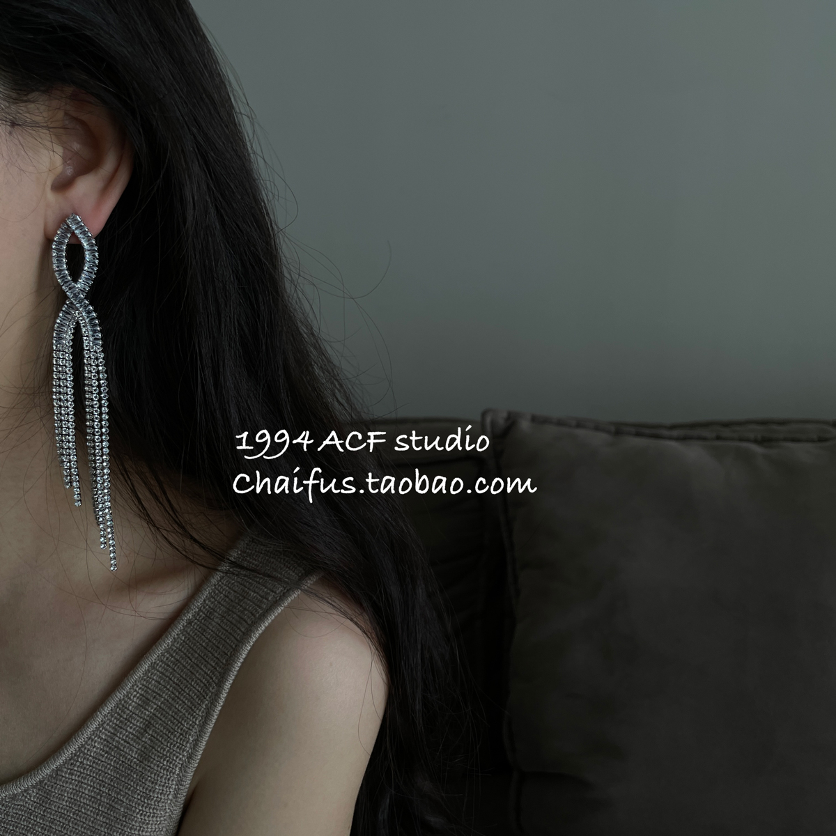 欧美奢华满钻超闪流苏耳钉