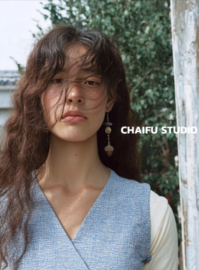 柴夫工作室/E173 中式文艺通勤果干吊坠耳环手作立体做旧氛围耳钩