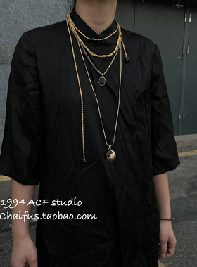 中式暗黑风黑金叠戴项链