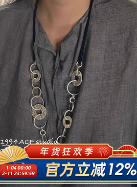 欧美金属几何吊坠长链