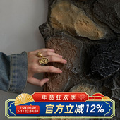 柴夫工作室 J236 欧美夸张浮雕爱心十字架戒指重工宫廷开口食指戒