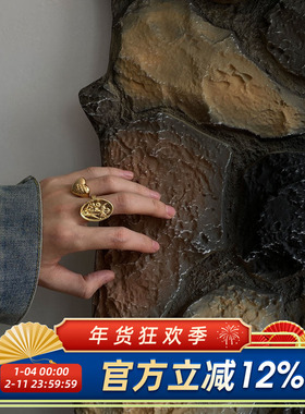 欧美夸张浮雕爱心十字架戒指