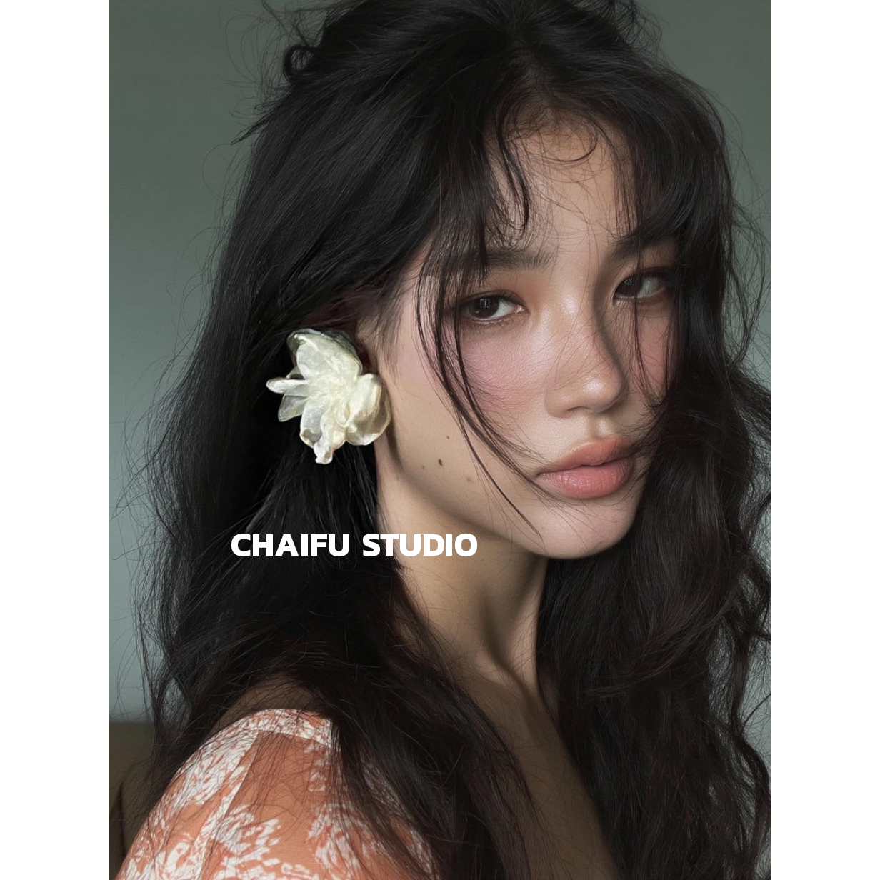 法式慵懒度假网纱花朵耳钉