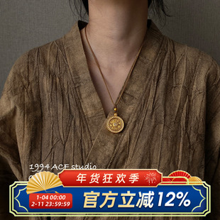 柴夫工作室/X252 新中式可转动八宝罗盘毛衣链小众轻奢仿黄金项链