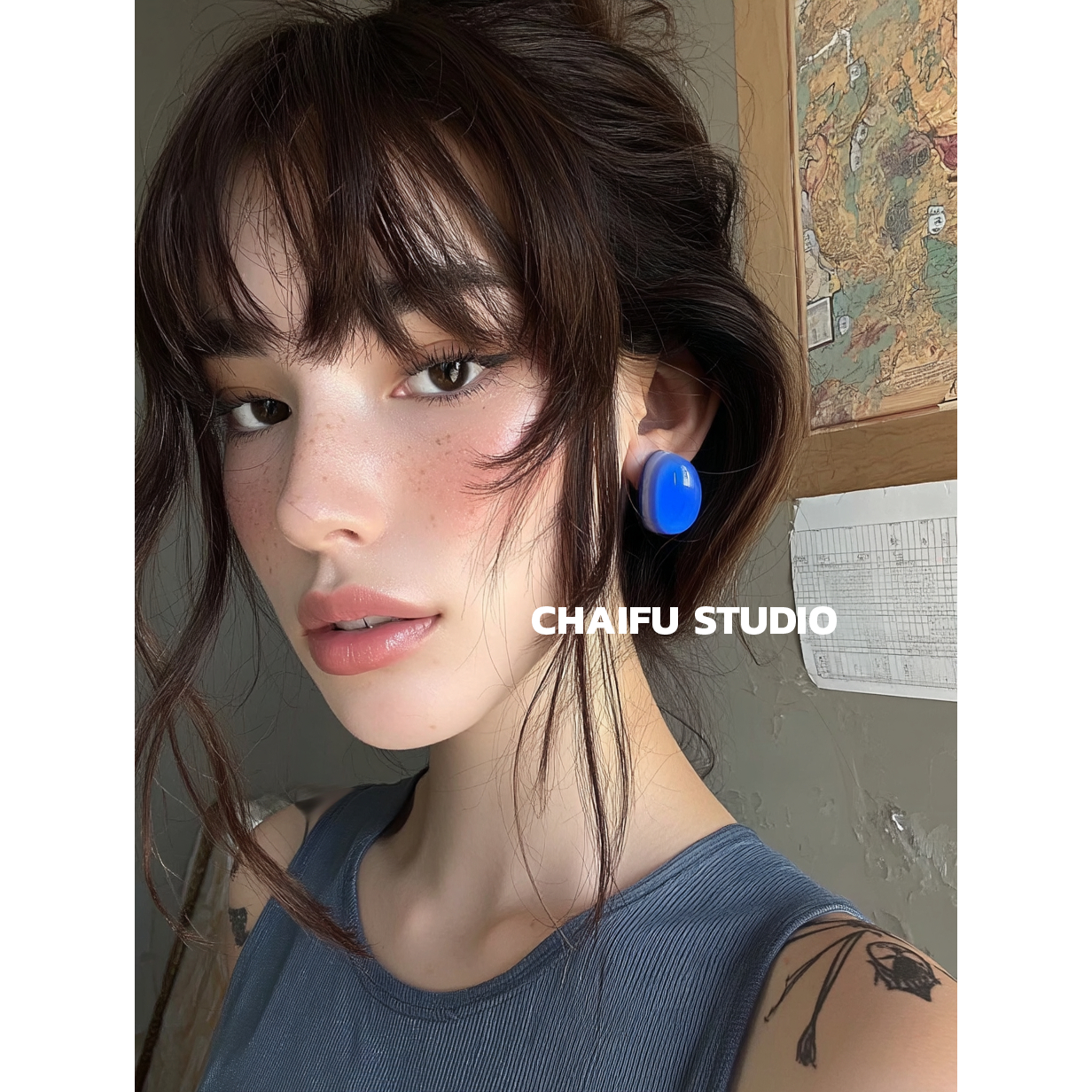 法式清新果冻色椭圆树脂耳钉