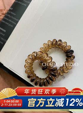 柴夫工作室/F321 法式慵懒风琥珀小号电话发绳日常百搭扎头发发饰