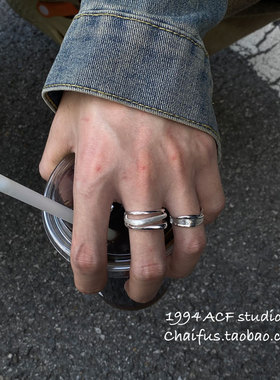 韩系简约不规则扭曲纹理戒指