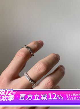 日韩轻奢小众拉丝超闪戒指