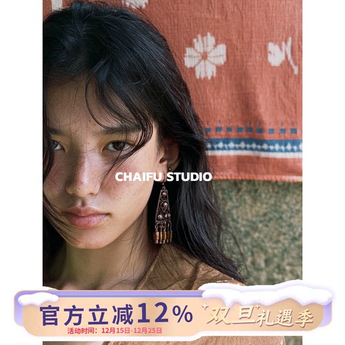 波西米亚古铜做旧设计耳环