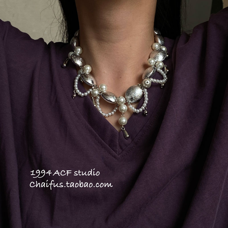 欧美巴洛克水滴流苏珍珠项链