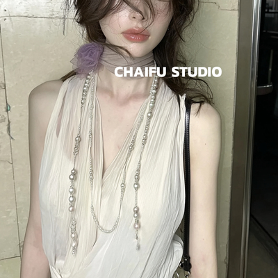 法式宫廷优雅缠绕叠戴珍珠项链