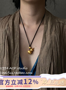 柴夫工作室/X248 新中式福禄葫芦编绳毛衣链立体重工仿黄金项链