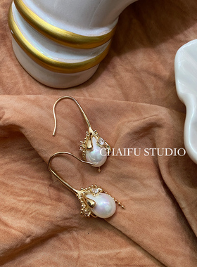 柴夫工作室/R429 复古轻奢优雅法式珍珠流苏设计感温柔耳环耳饰