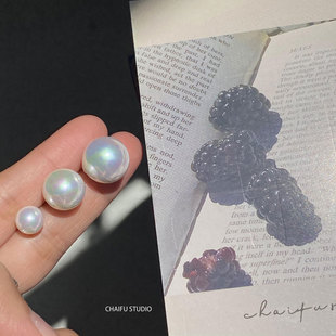 柴夫杂货铺 INS高级感气质梦幻气质名媛珍珠耳钉耳环 E299