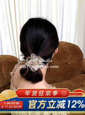 柴夫工作室ZL/F101 ins日韩极简小众彩色网纱串珠叶片发绳发圈