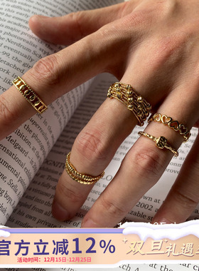 冷淡褶皱肌理感爱心小巧开口戒指