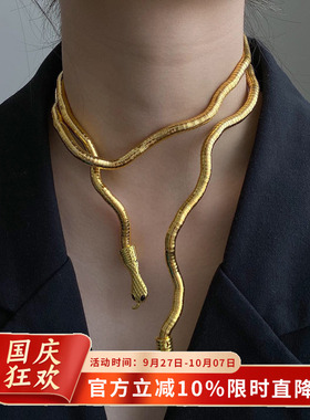 黑暗土酷随意造型蛇形设计感项链