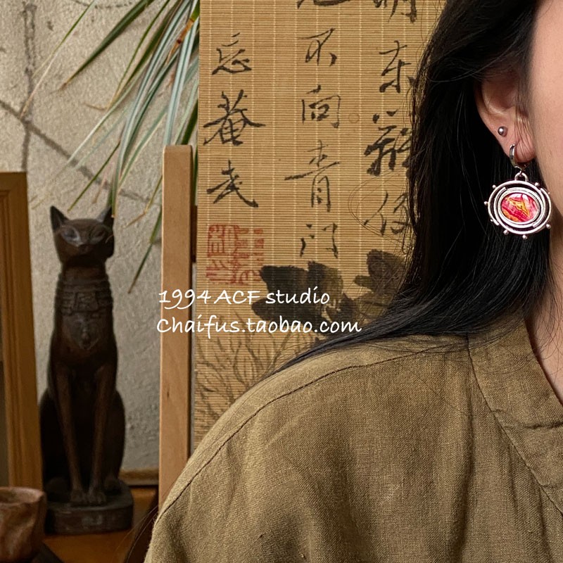 柴夫工作室/R595 欧美个性不规则滴釉几何耳扣中东古早风做旧耳环