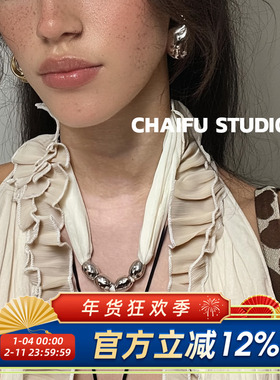 欧美个性绑带布艺金属项链