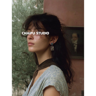 柴夫工作室 复古苗疆设计做旧几何耳环小众异域废土风耳钉 R164