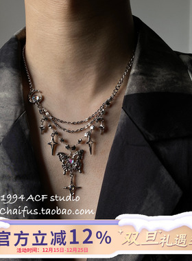 星星蝴蝶月光石设计感项链